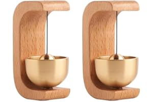 Rehmanniae Door Chime for Entrance [2PCS] Magnetic Brass Doorbell | Handmade Wooden Doorbell Shopkeepers Bell for Door Opening | Wooden Magnetic Door Bell Chime for Entrance | Welcome Doorbell, 1