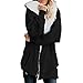 Amlaiworld Women Plus Size Plush Coat Solid Oversized Zip Down Hooded Coat Cardigans Outwear with Pocket Blackthumb 1