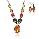 Jewelry Set SUMAJU Necklace Earrings Set Bib Pendant Artificial Amber Multicolor Baltic