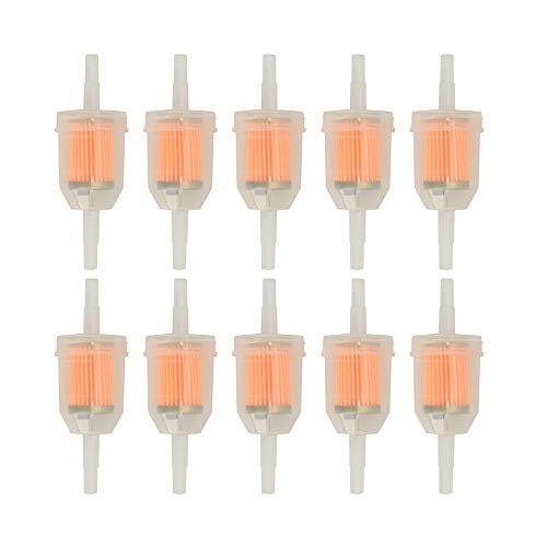Cococart Gas Inline Fuel Filters with magnet for Kawasaki Kohler Briggs & Stratton John Deere 1/4 Inch x 5/16 Inch (Pack of 10)