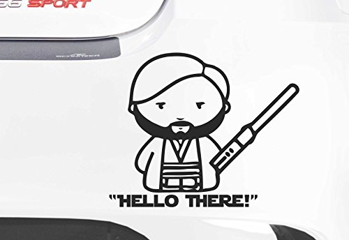 Level 33 Obi Wan Kenobi "Hello There" Vinyl Decal - Cars, Laptops, Walls, Guitars - Comes with applicator card and full colour instructions
