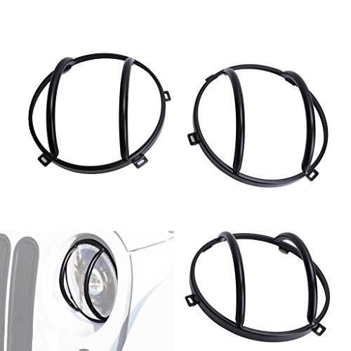 Jade 2pcs Black Headlight Guards For Jeep Wrangler JK Car Vehicle Parts Accessory 2007-2016 - Thumbnail 4