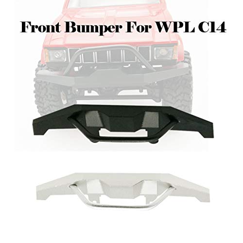 Binory Aluminum CNC Upgrade Metal Front Bumper Guard for WPL C14 C24 1/16 Car Vehicle Toy Model Accessories for Children(Black)