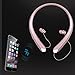 Bluetooth Headphones SDICL Wireless Neckband Sports Headsets with Retractable Earbuds Sweatproof Noise Cancelling Stereo Earphones (Rose gold)