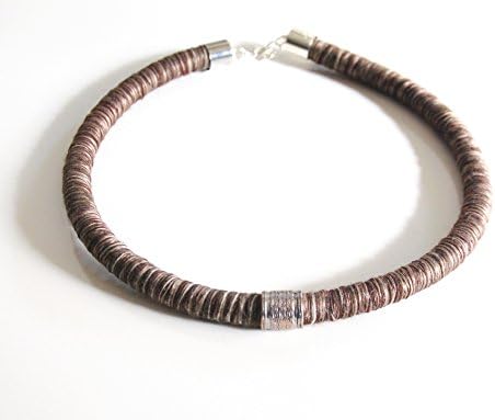 Brown cotton wrapped rope necklace- men's Necklace -Rope Necklace - Cord Necklace -Men's Jewelry -White Brown rope mecklace- Unisex Necklace