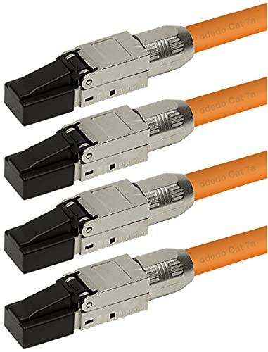 odedo 4x CAT6A & CAT7 RJ45 Network Plug Crimp Connector up to 10 Gigabit for Installation Cable Network Cable, Tool- Mounting Crimp Plug Installation Cable also PoE+, AWG 22-26