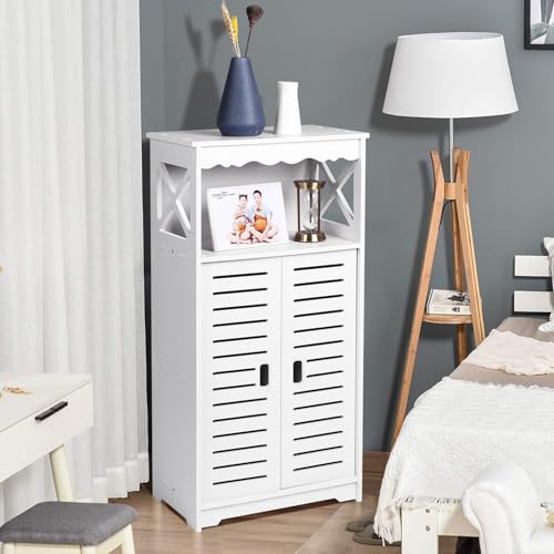 aimu Bathroom Storage Cabinets,White Floor Free Standing Cabinet,Home Waterproof Storage Furniture for Bedroom Kitchen Hallway,Cupboard Unit with Daily use Layer,75x24x34cm.