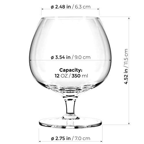 Luxbe - Cognac & Brandy Crystal Small Glasses Snifter, Set of 4 - Handcrafted - 100% Lead-Free Crystal Glass - Great for Spirits Drinks - 12-ounce