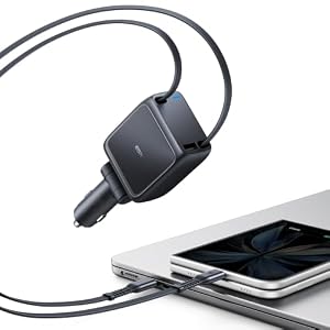 ESR Xtend 100W 巻き取り式シガーソケット 車 充電器 しがーソケットUSB-C USB-A対応 急速充電 車載充電器