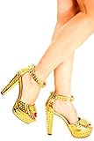 LOLLI COUTURE ROCK STYLE OPEN TOE CHUNKY HEEL SANDALS 85 gold