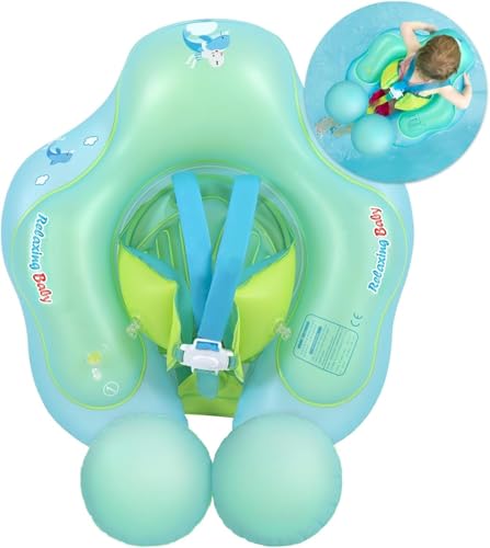 Inflatable Baby Swimming Float 3-6-12 Months Newborn Baby Float, Infant Baby Pool Float Baby Inflatable Seat Swimming Float Ring for Baby Boy Girl 0-6-12-18-36 Months Toddlers (Blue, L (6-36 Months))