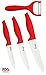 Ceramic Knives 4 pieces set in RED. Professional cuisine. Lead and Chemical free on your food. Ultralight, Ultrasharp and Long Resistance, Durable. Ergonomic design.Cut like a Chef. FDA