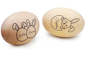 Personalized Easter Egg Shaker Custom Wooden Musical Engraved Shaker Eggs Gifts for Family Friends Party Decorations