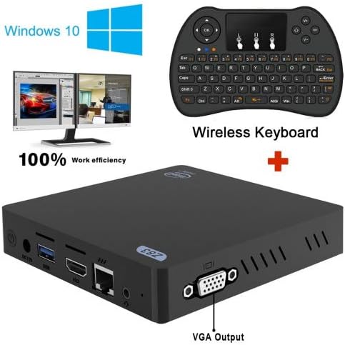 Maxesla Z83V Mini PC Support Windows and Linux System Dual Frequency Display Intel Atom x5-Z8350 Processor 2/32GB Storage Dual Band 2.4G/5G WiFi 1000M Gigabit Bluetooth 4.0 Mini Desktop + Keyboard