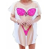 Hot Pink Bikini Cover up T-shirt Lady's Fun Wear