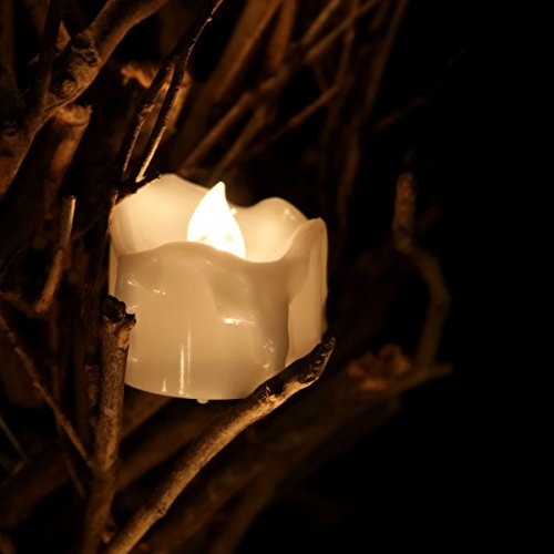 Flickering LED Tea Light Candles with Remote Control, Small 12 PCS Flameless Wax Dripped Flameless Candles Battery Powered 1.4 Inch Tiny Electric Tealights For Wedding Centerpiece, Party, Dinner Table