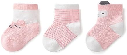 FQIAO Baby Sock Thin Cotton 0-6 Months 3Pack for Spring Summer Newborn Unisex Colorful Socks