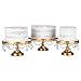 Amalfi Decor Cake Stand with Glass Tops, Round Metal Pedestal Holder with Crystals, Gold, Set of 3