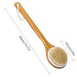 WINCAN Bath Dry Body Brush-Natural Bristles Back Scrubber With Long Handle Brushes for Cellulite & Exfoliating
