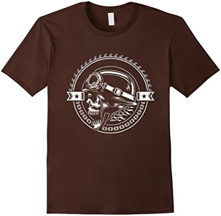 Mens Motorcycle Gears &amp; Chains Biker Skull Men Women T-Shirt Medium Brown