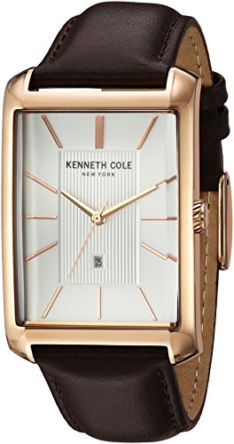 Kenneth Cole New York Men's 'Classic' Quartz Stainless Steel and Leather Dress Watch, Color:Brown (Model: 10030831)