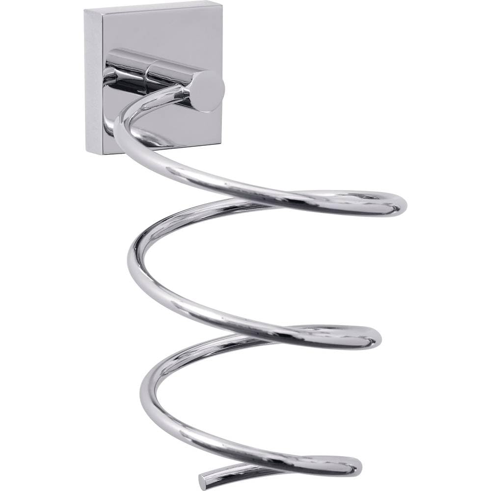 tesa Ekkro hair dryer holder, high gloss chromed metal, self-adhesive, adhesive mounting technology, 155mm x 100mm x 135mm