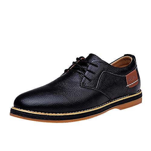 Respctful✿Men Oxford Dress Shoes Leather Lace Up Business Casual Shoes Comfortable Formal PoinShoe Black