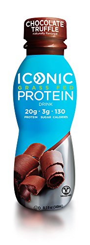 Iconic Grass Fed Protein Drink, Chocolate Truffle (12 Pack) | Healthy, Natural Clean Protein Shake | Perfect Snack for Breakfast, Post Workout Muscle Recovery, Light Meal Replacement | Keto Friendly