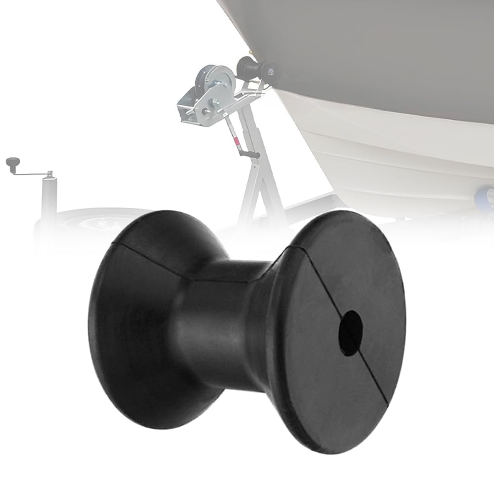 UISKEDS 3" Boat Trailer Bow Roller, 1/2" Shaft Marine Trailer Winch Stand Rubber Keel for Stopping Boat, Trailer Guiding, Heavy Duty