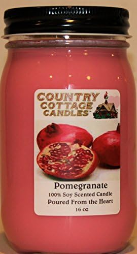 16oz POMEGRANATE Premium Scented Soy Jar Candle (Country Cottage Candle Brand) Made in the USA