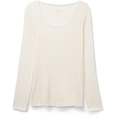 Intimissimi Woman's Sheer Long Sleeve Scoop Neck Top in Ultralight Modal with Cashmere