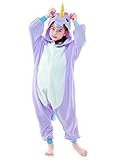 Newcosplay Children Unisex Unicorn Onesie Pajamas Costume (105#, Purple Unicorn)