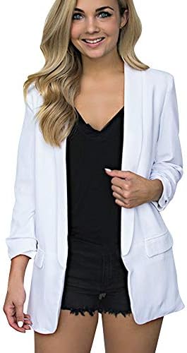 Womens Solid Long Sleeve Blazer Open Front Cardigan AmyDong Casual Jacket Coat Tops Blouse