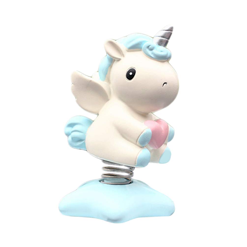 PRETYZOOM Unicorn Dancing Toy Ornament Cartoon Cute Shaking Head Animated Dancer Car Dashboard Interior Decor for Home Car Office Sky Blue
