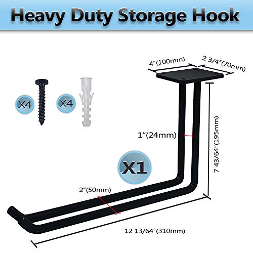 FRMSAET Ceiling Mounted Storage Rack Heavy Duty Metal Overhead Garage Storage Rack Tools Holder Hanger Garage Bracket Wall Organization Storage Shelf System-Easy to Install (Small, 1 Pack)