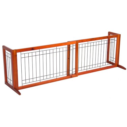 Best Choice Products Adjustable Freestanding Pet Dog Fence Gate for Small Animals, Indoor - Brown