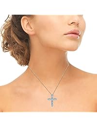 GemStar - Collar de cruz de plata de ley con circonita Swarovski