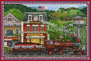 Patriotic Fabric - Northcott Sweet Land of Liberty: Vintage Train Station 27" Panel DP21642-24