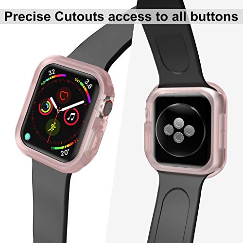 Compatible Apple Watch Case Series 4 Series 5 44mm [2 Packs] TPU Protective iwatch Case, Translucent & Clear-Pink - Thumbnail 3