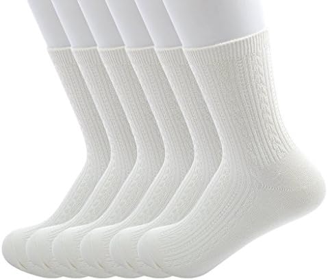 OurSilkRoad Women's Bamboo Crew Socks Pack of 6 Creamy White