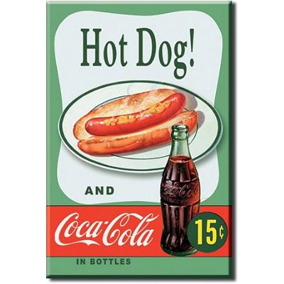 (2x3) Hot Dog and Coca Cola Coke Combo 15 Cents Retro Vintage Locker Refrigerator Magnet