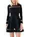 Grapent Women's Black Cocktail Long Sleeve Mesh A-line Skater Short Dress Casual