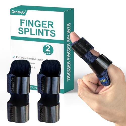 GenetGo Trigger Finger Splint, Mallet Finger Brace for Index, Middle, Ring Finger - Tendon Release & Pain Relief