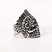 PAURO Cool Feather Dayak Indian Headdress Punk Skull Stainless Steel Mens Ring Size 7