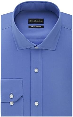 City of London Men's Slim Fit Premium Non-Iron Dress Shirt (16" Neck, 32-33" Arm, Dutch Blue)