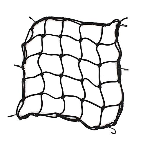 HNYG Black 15"X15" Latex Cargo Net Motorcycles Featuring 6 Adjustable Hooks & Tight 2"x2" Mesh A836 - Thumbnail 2