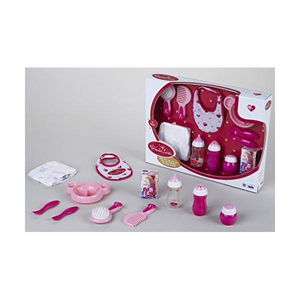 Theo Klein 1732 Baby Coralie Doll Dining and Care Set , 11-Piece Set , Incl Bottle, Cutlery, Bib, Nappy, Mirror and much… – Bild 4