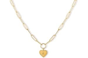 PopTopping Gold A-Z Initial Necklace Heart Initial Pendant Necklaces Letter Choker Necklace For Women Birthday Valentine's Day Mother's Day Gift
