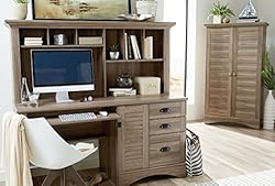 Sauder Harbor View Computer Desk with Hutch, Salt