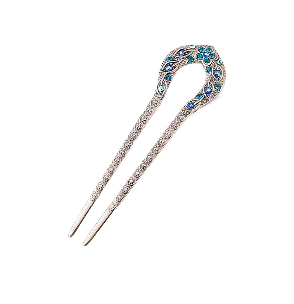 Crystal U Shaped Hairpin Hair Accessories Vintage Rhinestone Hairpin for Long Hair Pins Hair Styling Accessory for Women Girls Wedding Hair Accessories